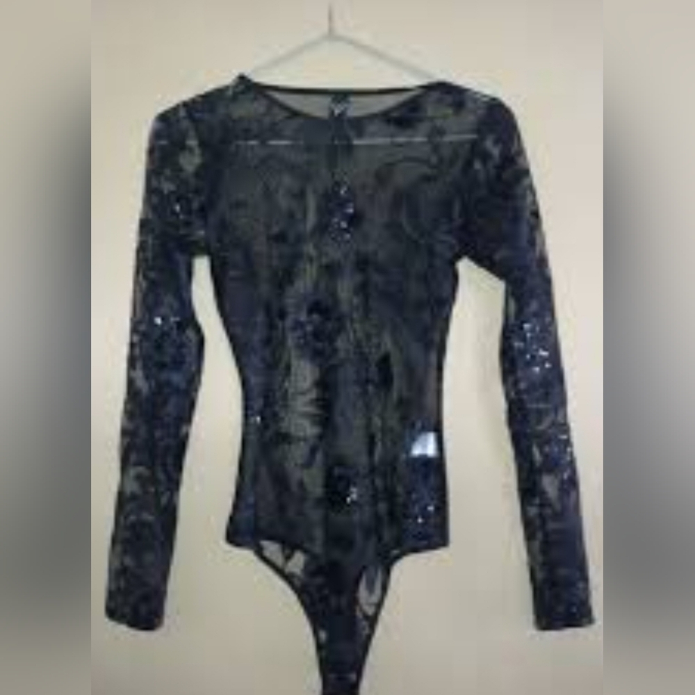 Bodysuit Black  Floral Lace Size S